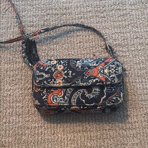 Vera Bradley Blue and Orange Crossbody Bag with Floral Pattern